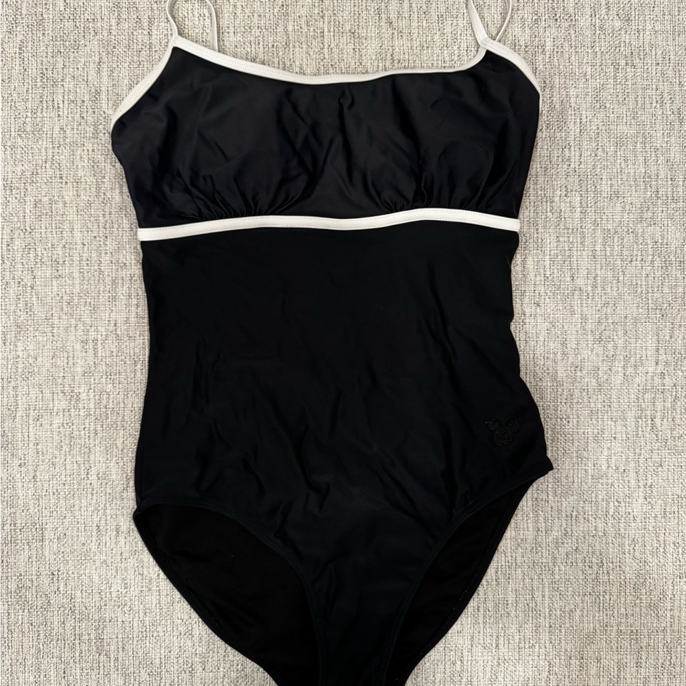 Disney Black One-Piece Swimsuit with White Trim